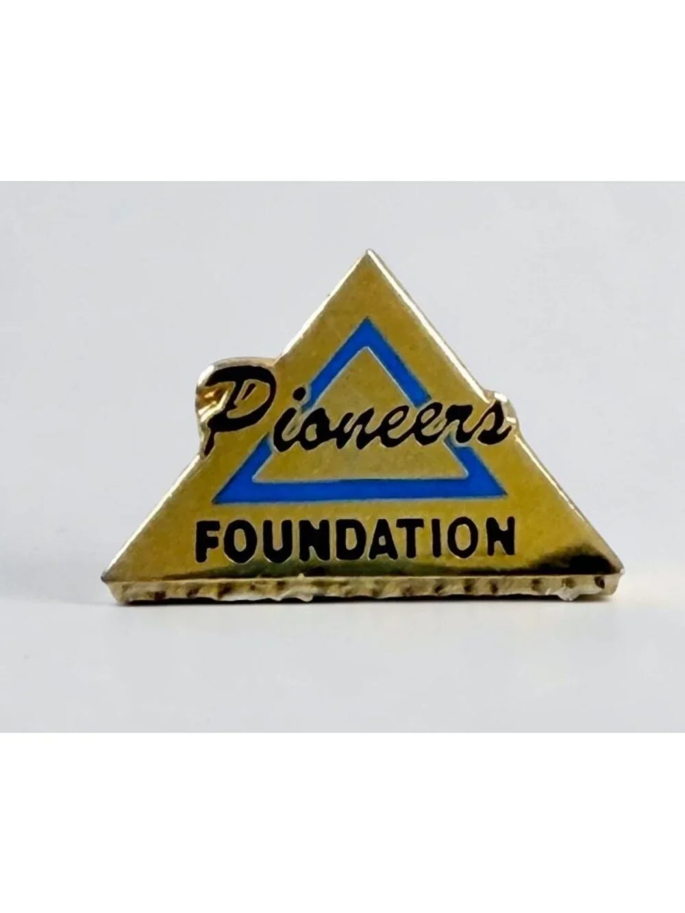Western Electric Pin Telephone Pioneers Foundation Gold Tone Triangle Lapel